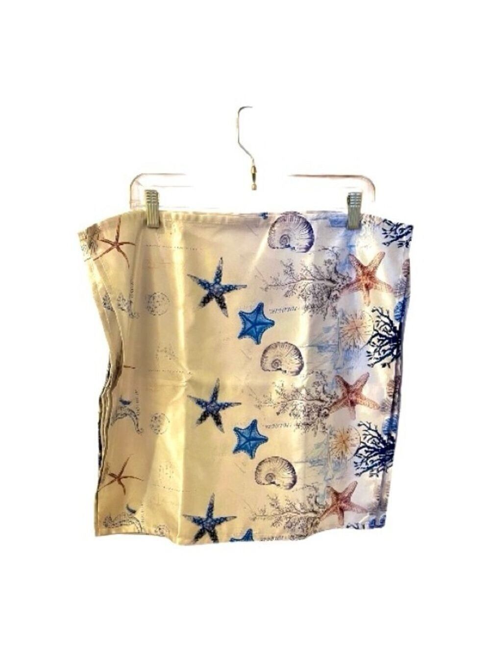 Set of 8 Nautical Blue Gold Starfish Shells Large Table Napkins Polyester NWOT